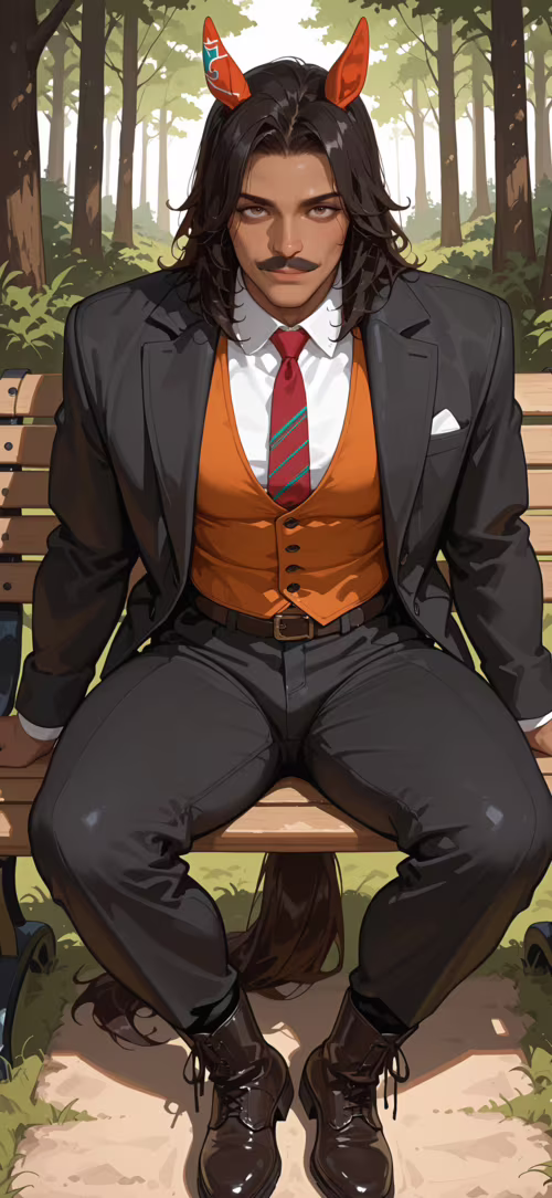 Esmer tenli, uzun, koyu saçlı, bıyıklı ve at kulaklarına sahip, yakışıklı bir adamın...