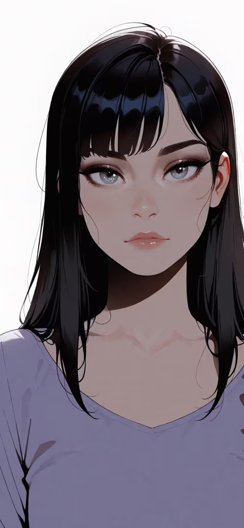 Kısa siyah saçları, perçemleri ve dikkat çekici gri gözleri olan genç bir kadının... Redmi 9T