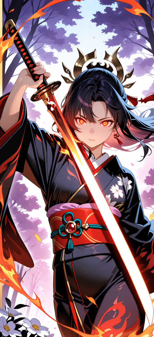 Uzun, koyu renkli saçları, sivri uçlu siyah bir başlığı ve parıldayan kırmızı gözleri... Honor Magic6 Pro