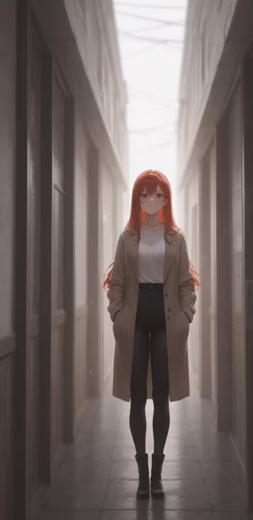 Uzun sarı saçları ve uzun beyaz bir elbisesi olan, anime tarzında genç bir kadın,...