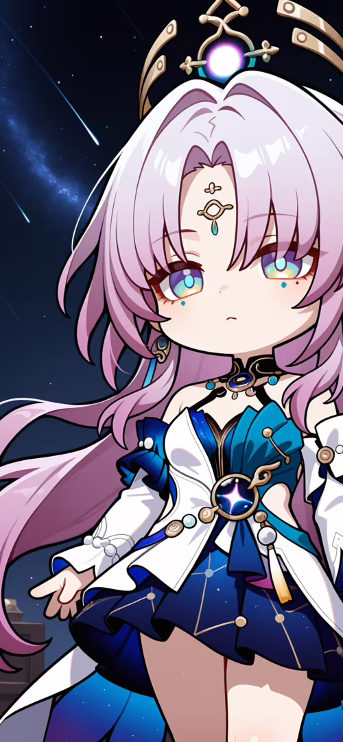 Honkai: Star Rail oyunundaki Fu Xuan karakterinin sevimli bir chibi çizimi. Uzun... Redmi Note 9T