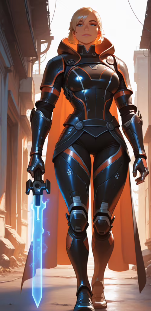 Sarışın bir kadının, Komutan Shepard'ın, kapüşonlu bir pelerinle birlikte giydiği... Samsung Galaxy A6