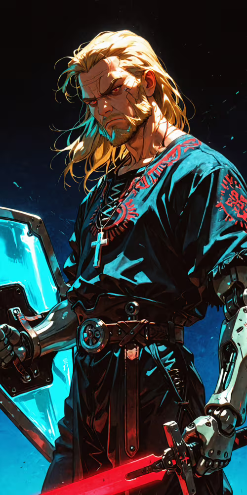 Sakallı, kızıl saçlı ve parlayan kırmızı gözlü, Vinland Destanı'ndaki Askeladd karakterinin... Cubot X19