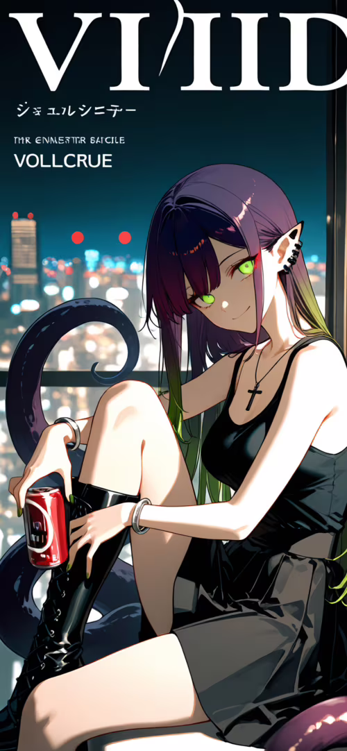 Uzun, mor ve yeşil saçları, parıldayan yeşil gözleri ve tentakülleri olan, siyah... Apple iPhone XR