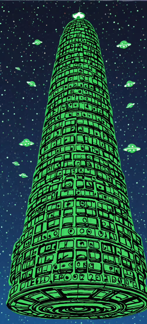 Parlak sarı ışıkları ve bir anteni olan, büyük, yeşil renkli, çizgi film tarzında... Huawei Nova 8i