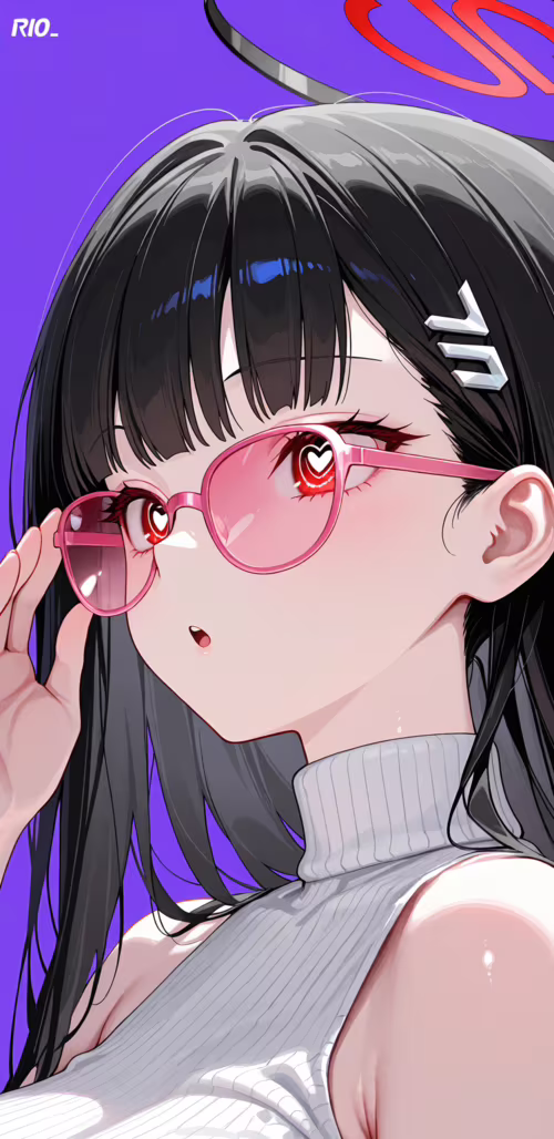 Uzun, siyah saçlı, Blue Archive'den Rio Tsukatsuki olarak tanımlanan bir anime karakteri.... Google Pixel 3a