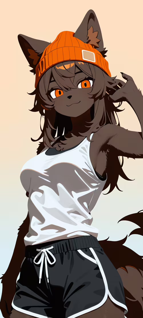 Uzun kahverengi saçları ve turuncu gözleri olan, izleyiciye gülümseyen, insan özelliklerine... Honor Magic 4 Lite