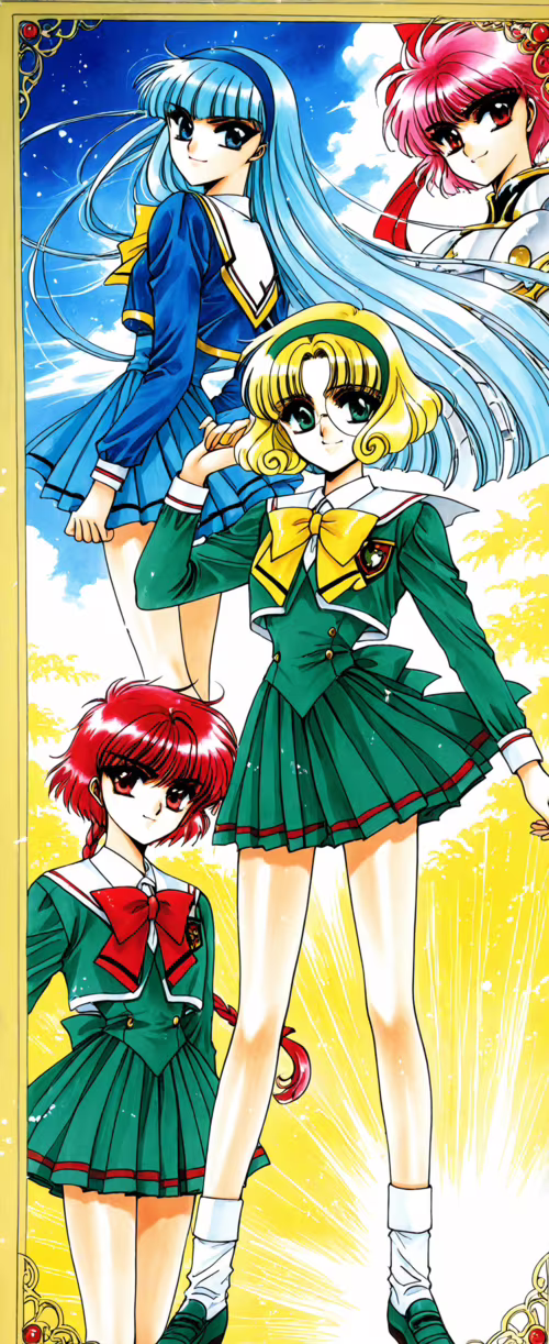 Magic Knight Rayearth'ten Hikaru Shidou, Umi Ryuuzaki ve Fuu Hououji'nin tüm vücutlarını... Tecno Phantom V Flip2