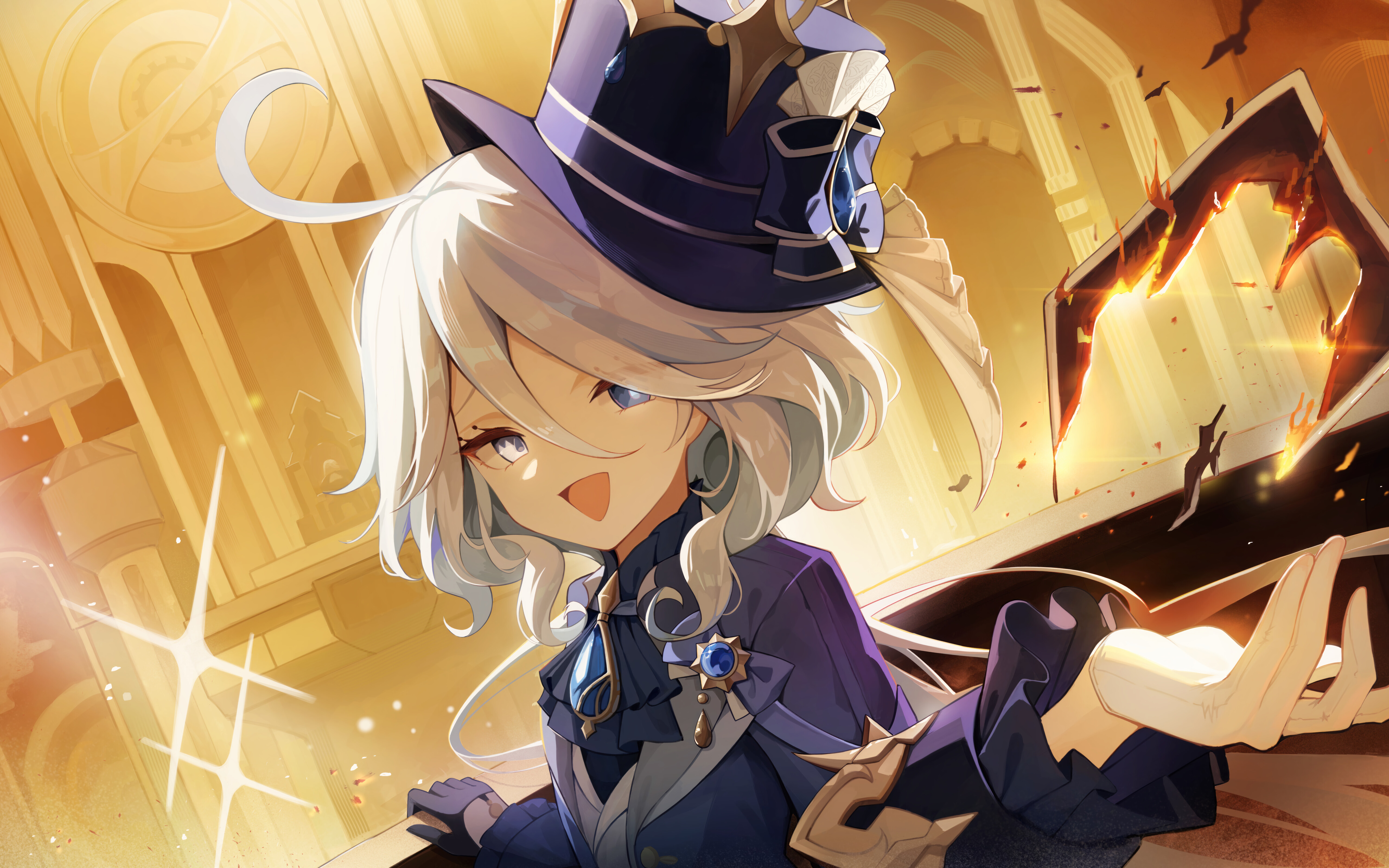 Genshin Impact oyunundan Furina'nın güzel bir portresi.