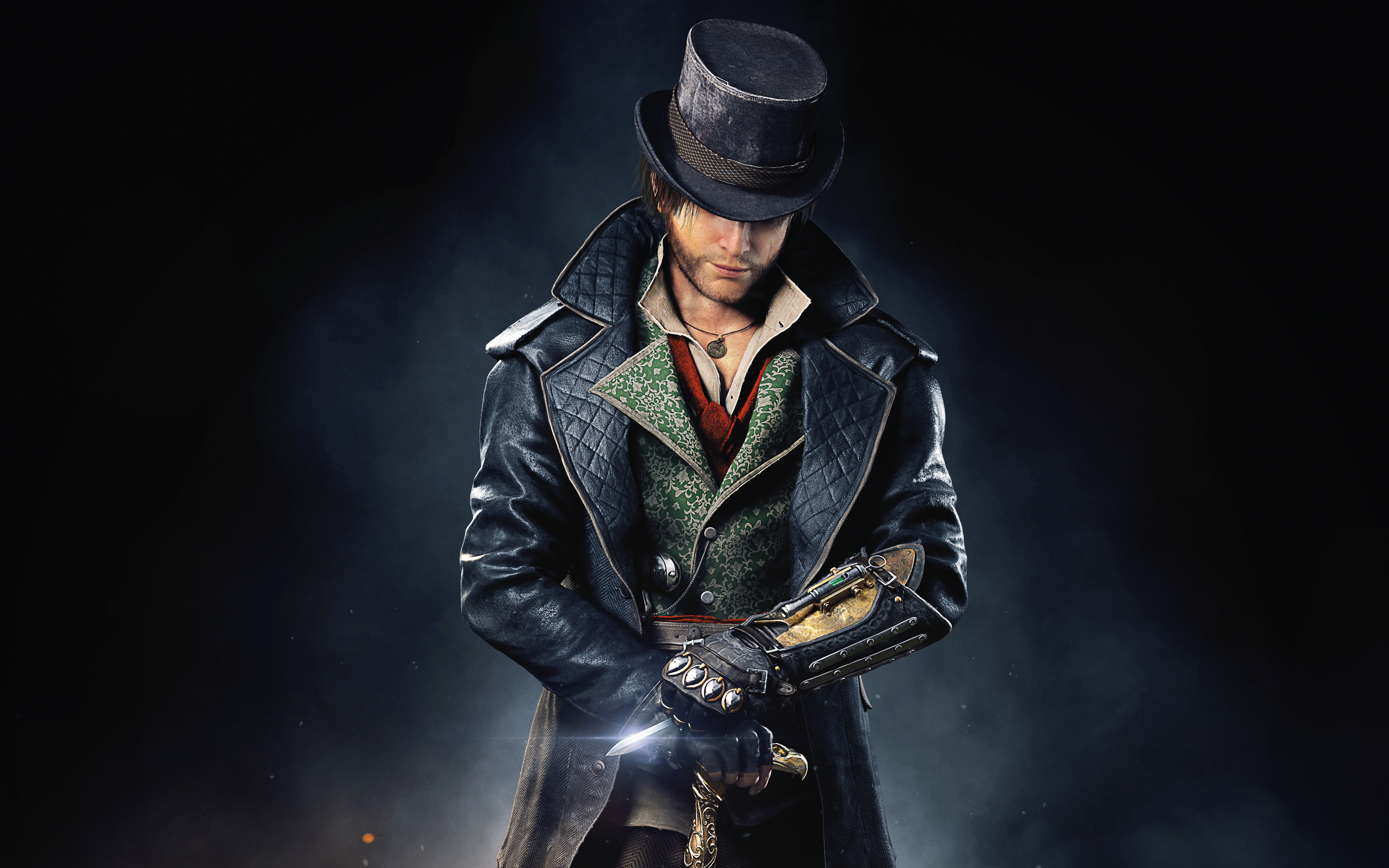 Assassin's Creed Syndicate adlı video oyunundan Jacob Frye'ın yakın plan bir görüntüsü.