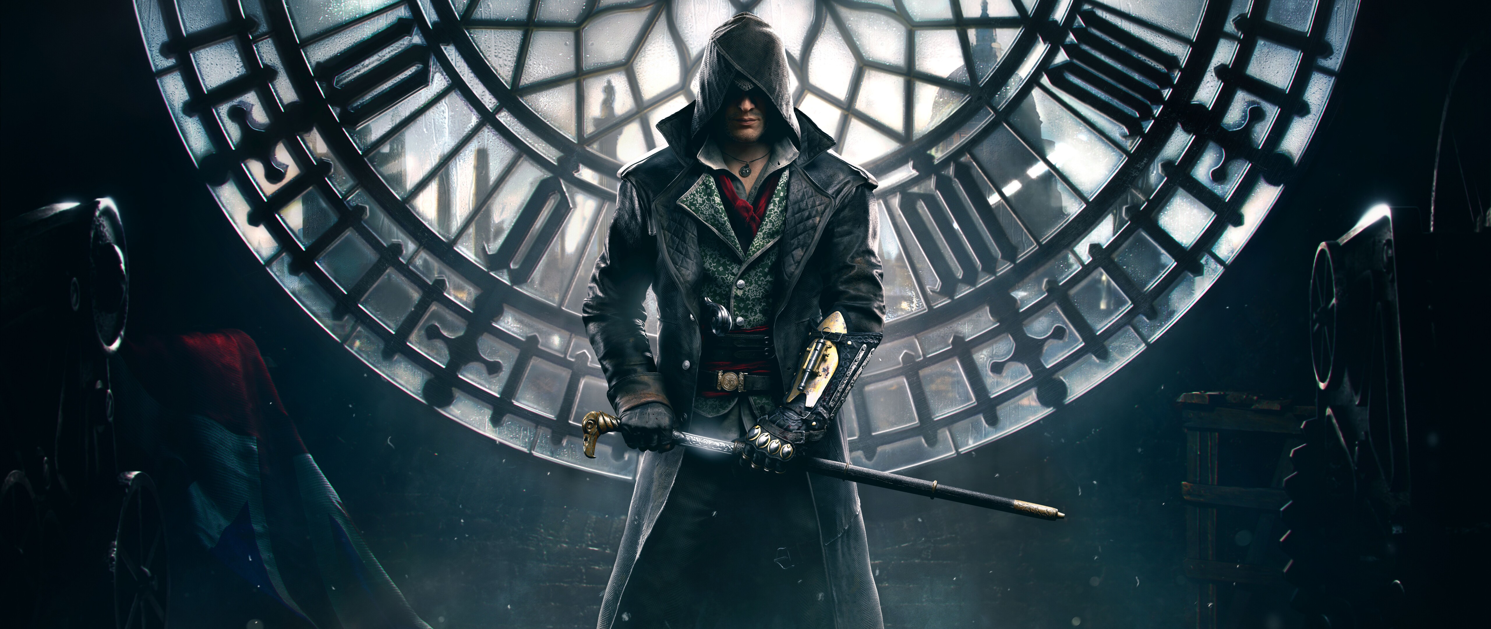 Assassin's Creed Syndicate adlı video oyunundaki Jacob Frye'ın detaylı bir portresi.