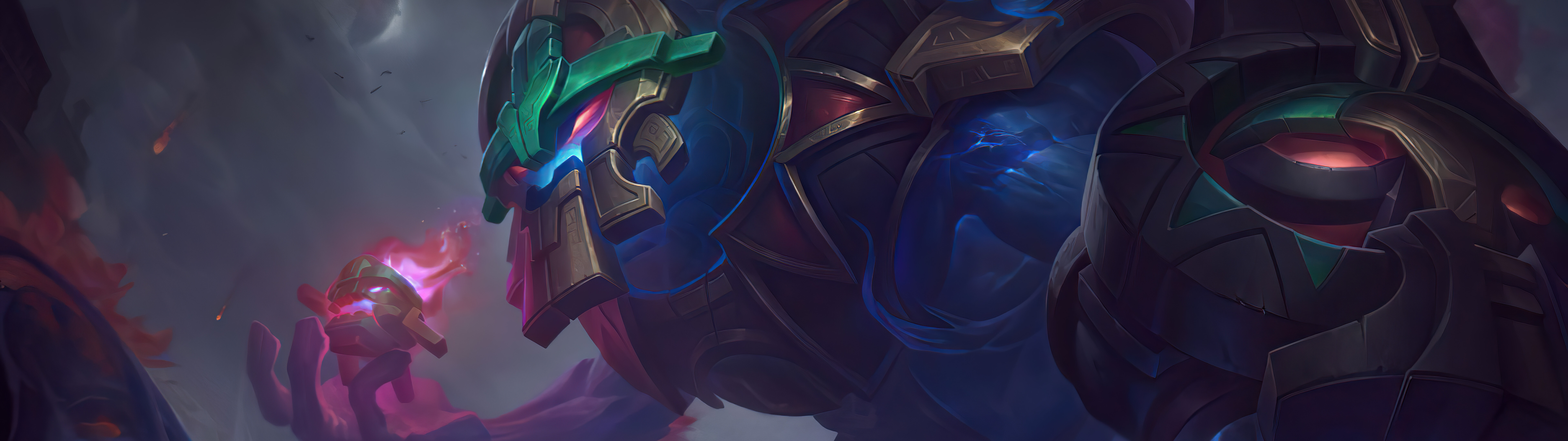 League of Legends oyunundaki güçlü ağaç canavarı Maokai, antik köklerin ve orman bitki örtüsünün arasında duruyor.