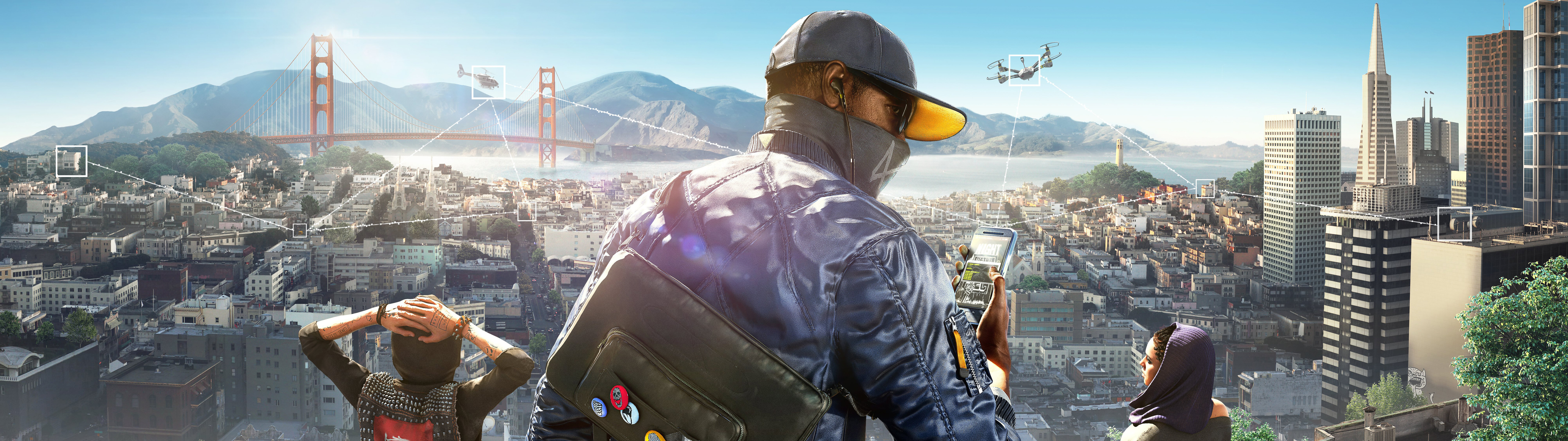 Watch Dogs 2 oyunundan Marcus Holloway, bir şehir sokağında duruyor.