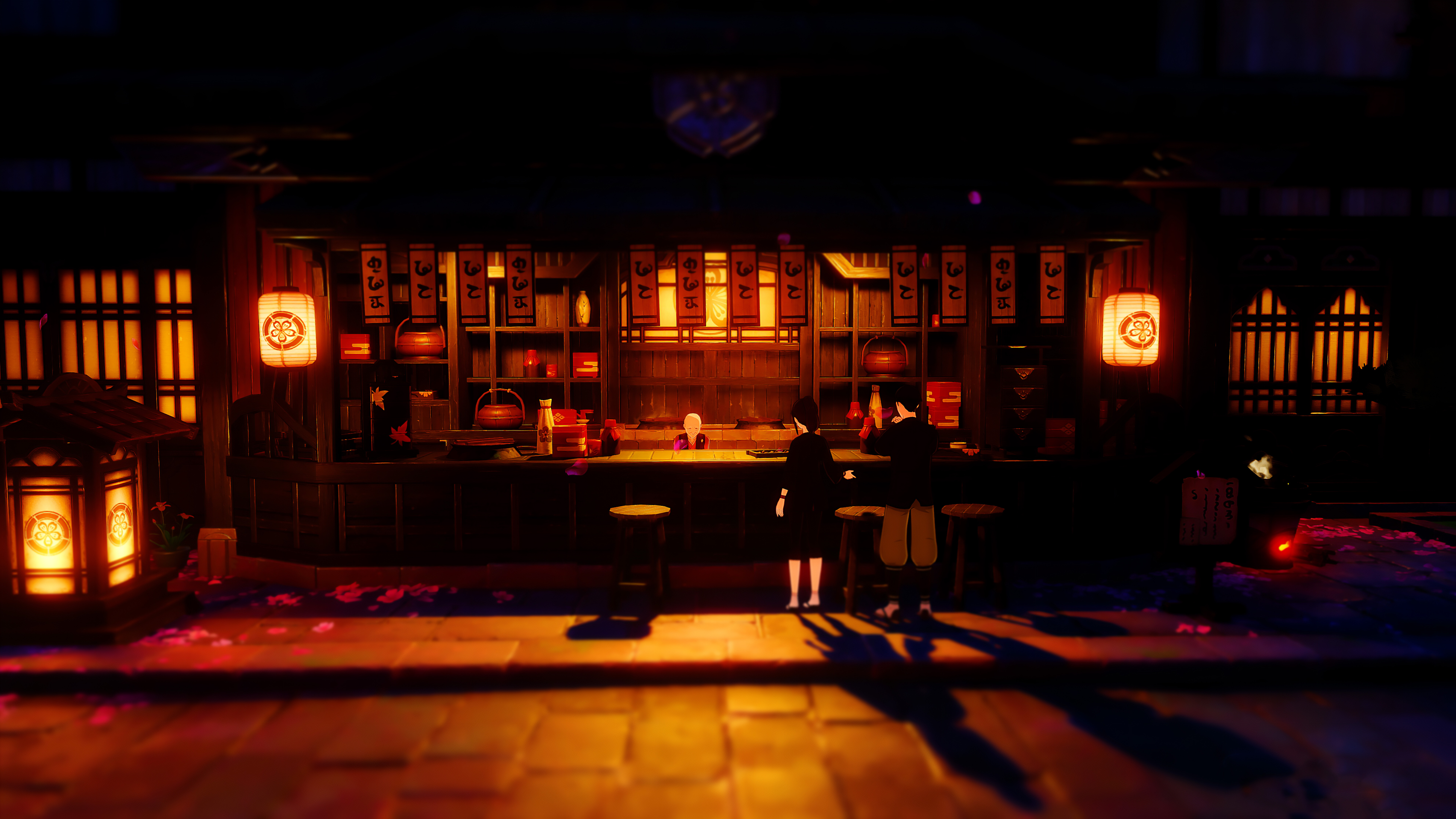 Genshin Impact'ten esinlenerek hazırlanmış, büyülü element etkileriyle çevrelenmiş, anime tarzında bir karakterin detaylı dijital çizimi.