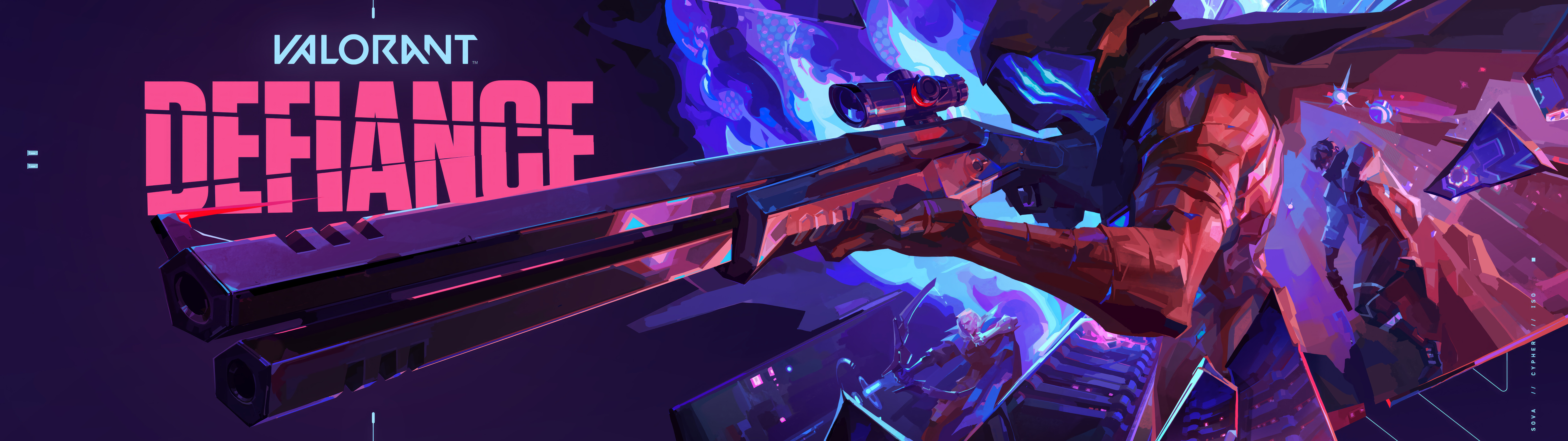 Valorant oyunundaki Omen karakterinin çarpıcı ve karanlık bir portresi; ikonik kapüşonlu silueti ve dönen gölgeler arasında parlayan gözleri ile dikkat çekiyor.