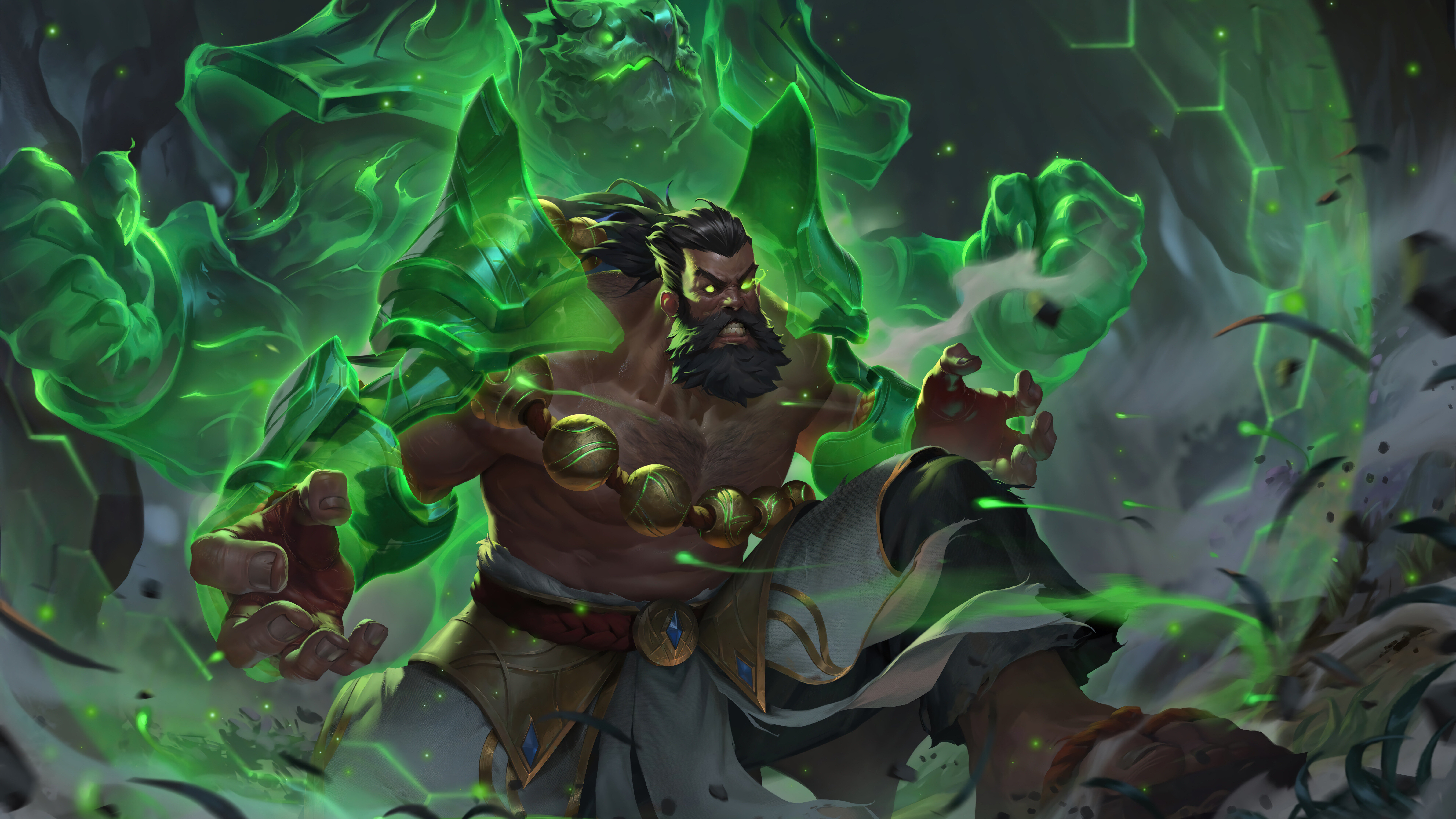 League of Legends oyunundaki Ruh Yürüyüşçüsü Udyr, vahşi ve etkileyici bir pozda.