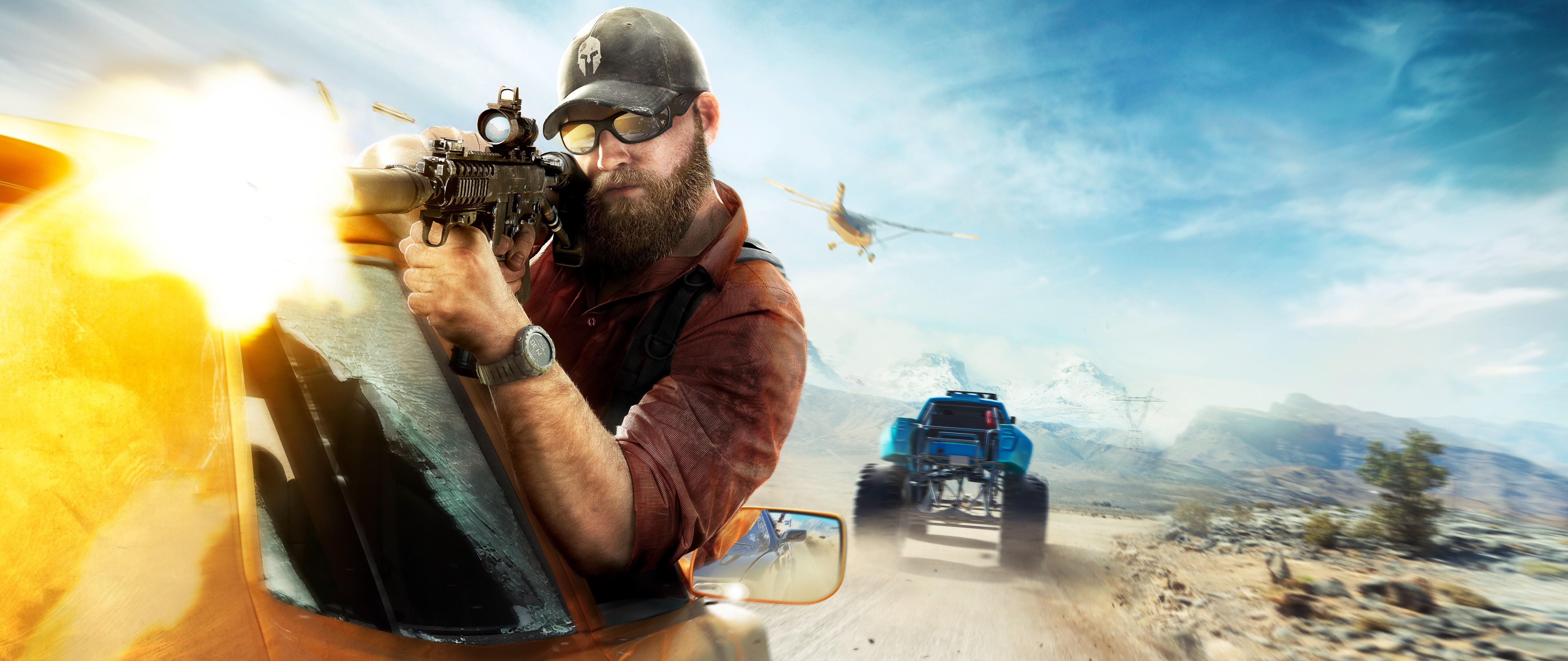 Tom Clancy'nin Ghost Recon Wildlands oyunundaki son derece eğitimli bir Ghost birliği mensubu, tam teçhizatlı askeri taktik kıyafetler giymiş ve elinde bir saldırı tüfeği tutuyor.