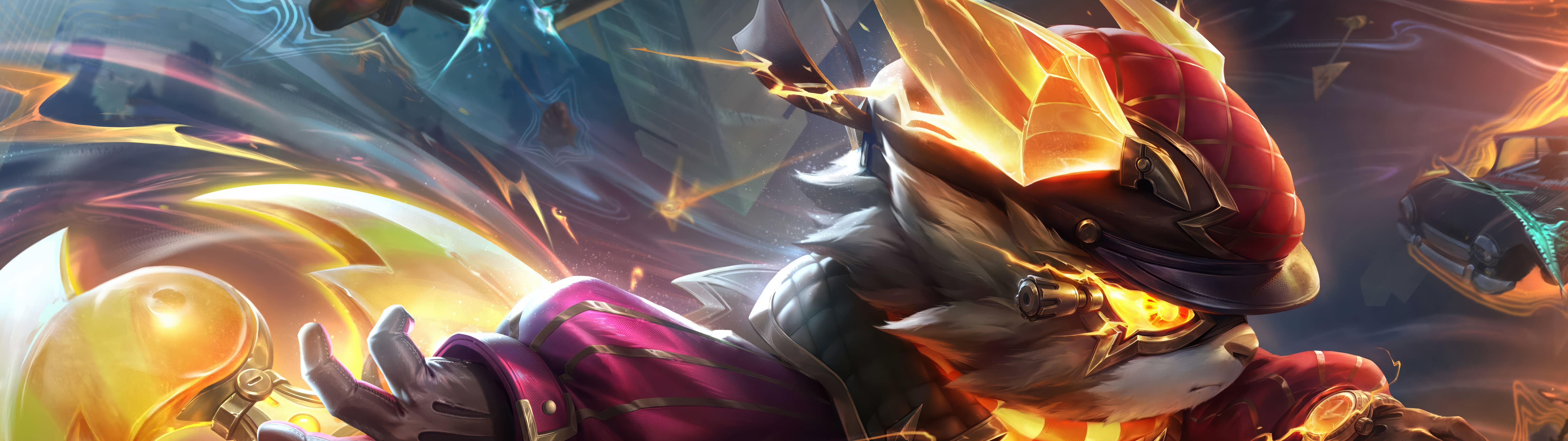 League of Legends oyunundaki Kennen karakterini, elektrik kıvılcımları ve enerji efektleriyle gösteren, aksiyon dolu bir çizim.