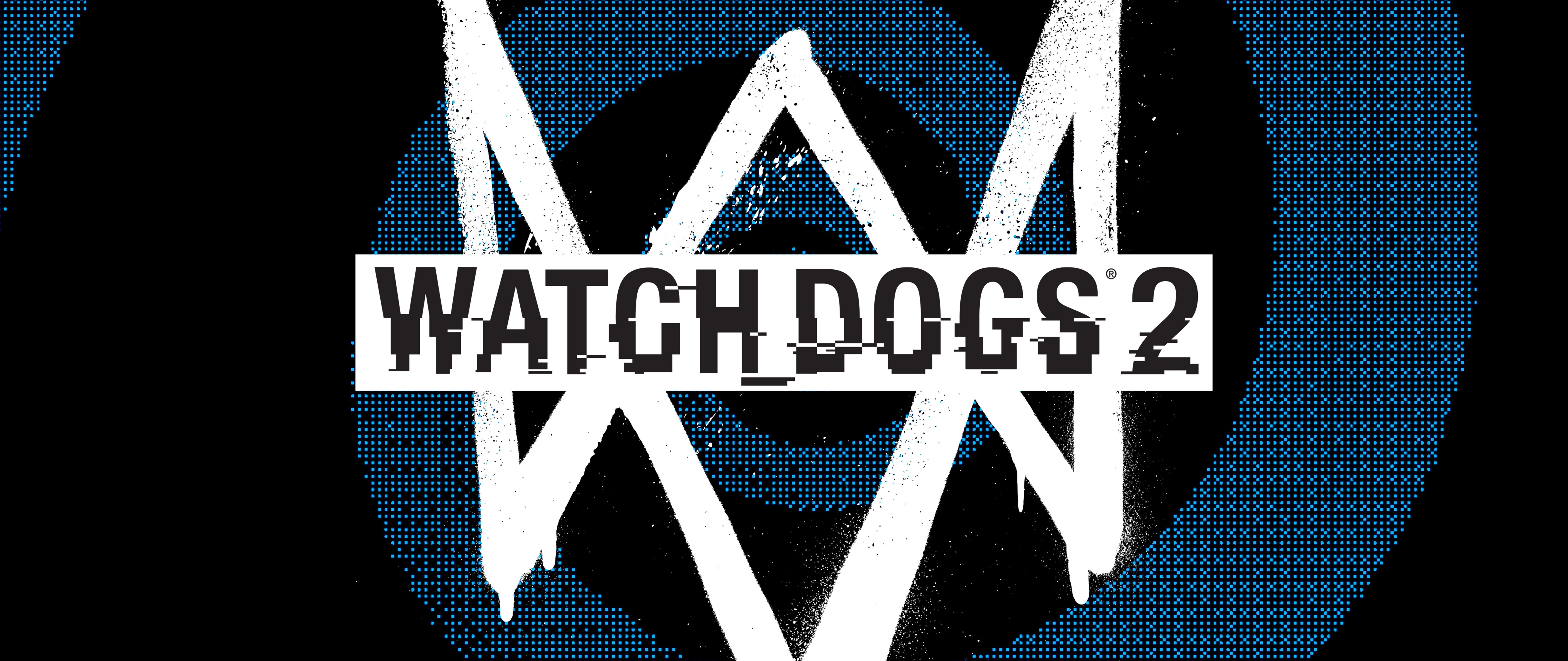 Watch Dogs 2 oyununun logosu ve ana karakteri Marcus Holloway, yüksek teknolojili bir hacker temasıyla.
