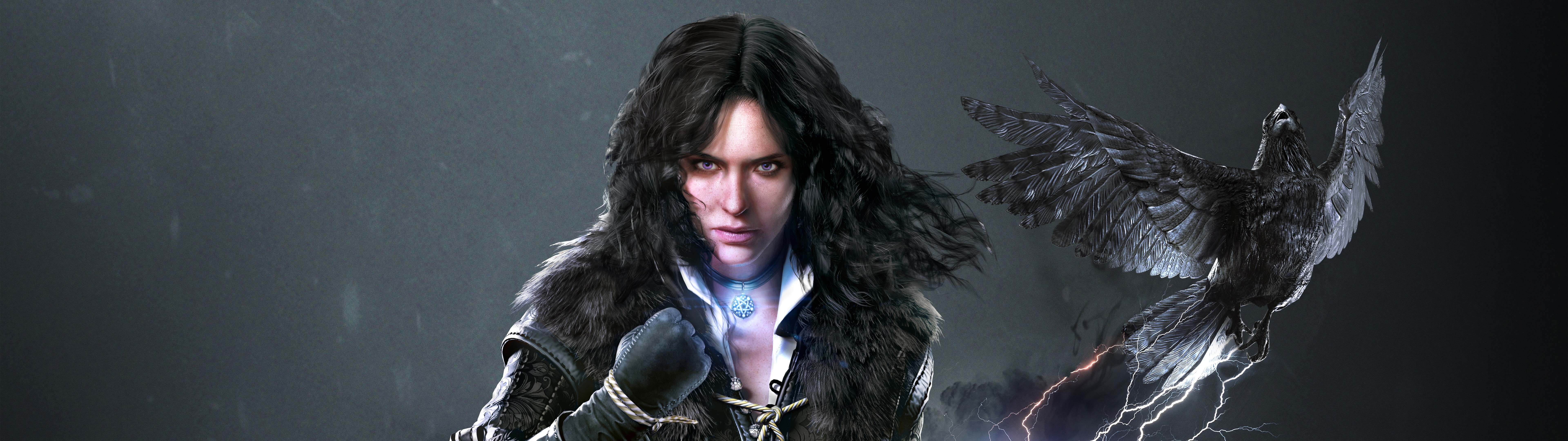 The Witcher 3: Wild Hunt oyunundan büyücü Yennefer of Vengerberg'in detaylı bir portresi.