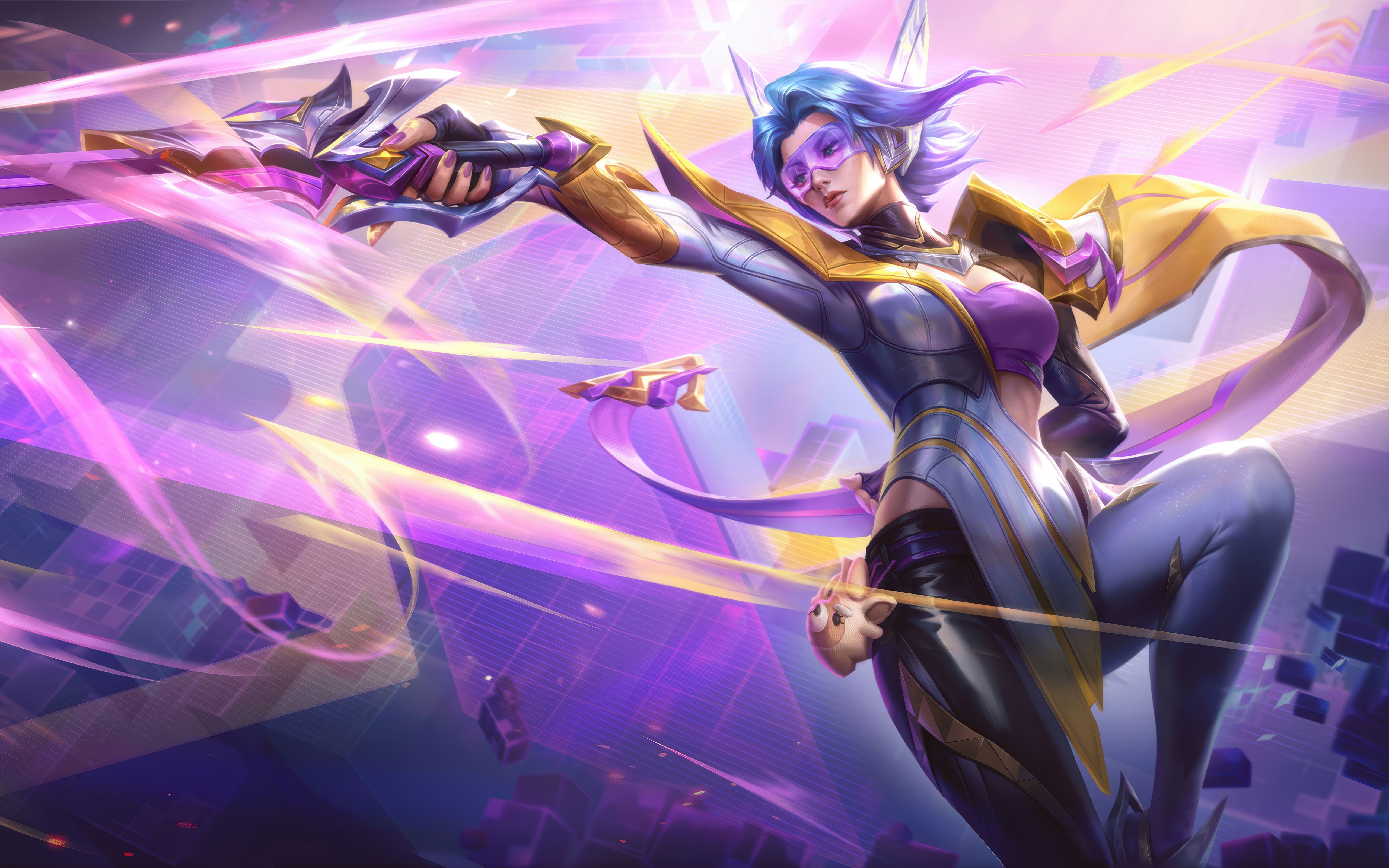 League of Legends: Wild Rift oyunundan Fiora, dövüşe hazır bir şekilde, elinde karakteristik rapier kılıcıyla.