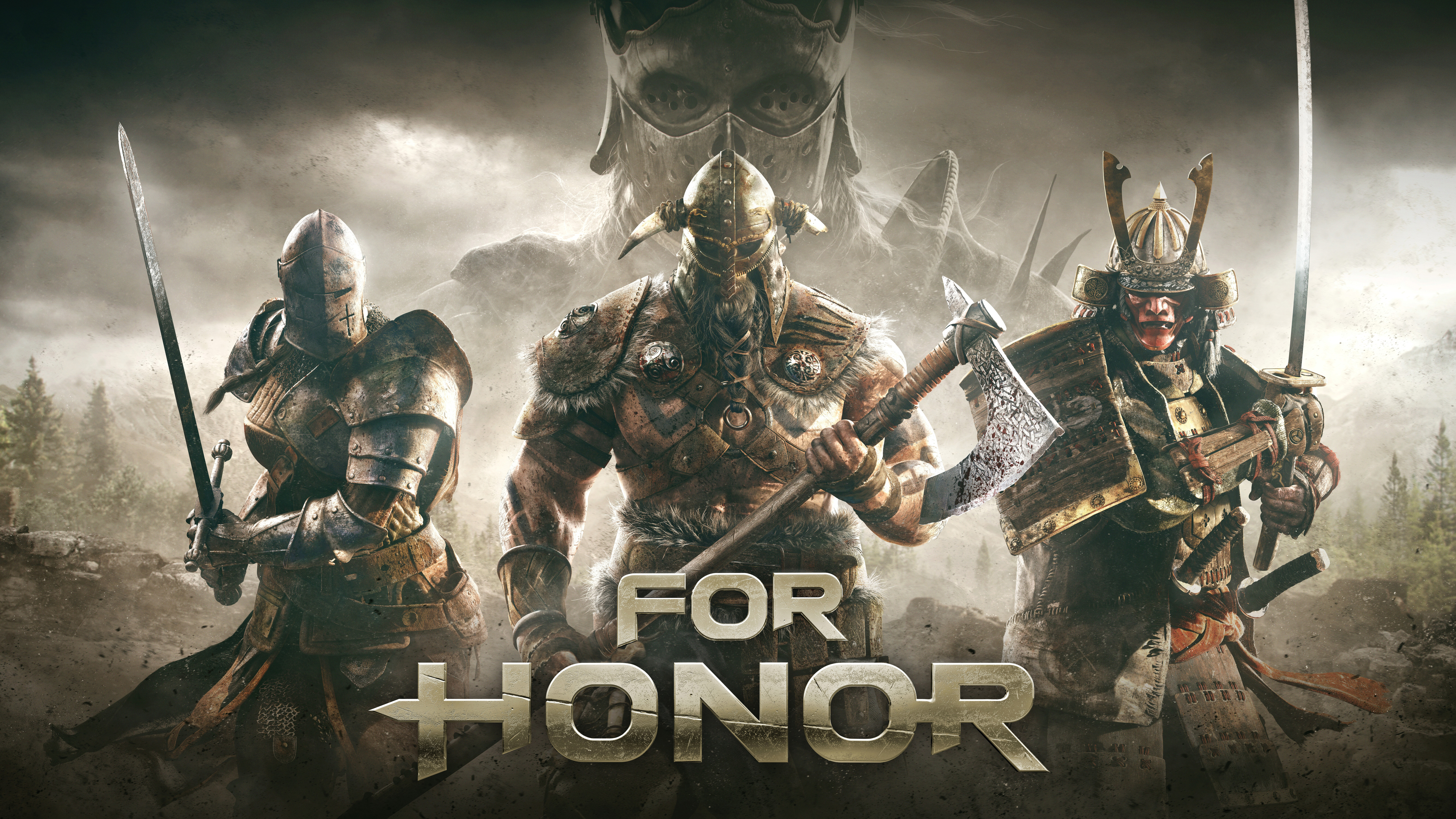For Honor adlı video oyunundaki zırhlı bir şövalye savaşçısı, orta çağ savaşlarına hazırlanıyor.