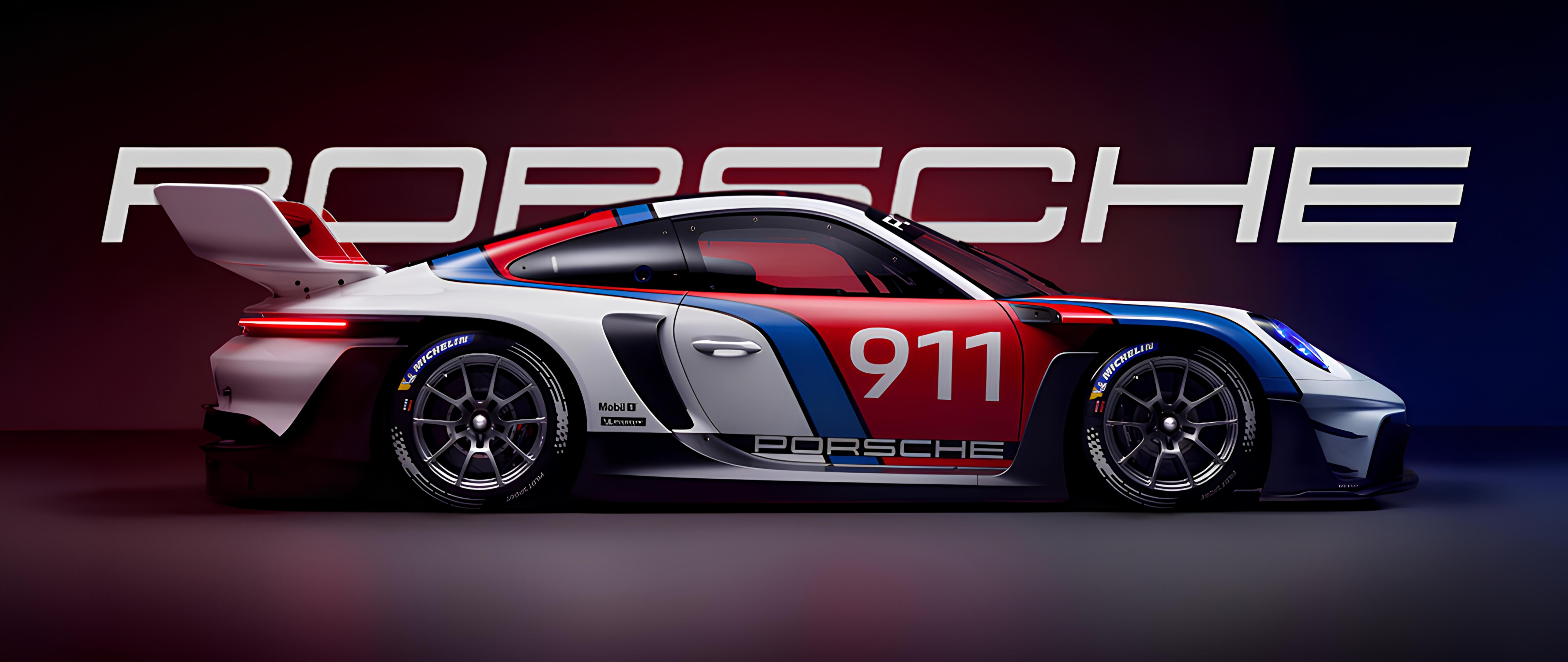 Şık hatlara ve sinematik aydınlatmaya sahip, üst düzey ve estetik bir Porsche 911 GT3 spor otomobilinin fotoğrafı.